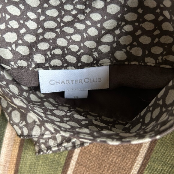 Charter Club silk skirt. Sz 14. Brown tone pleated flare hem - Picture 2 of 3